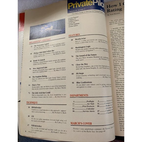Private Pilot Aviation Magazine  March 1990 Flight Aircraft Waterplanes Airplane - Picture 3 of 8